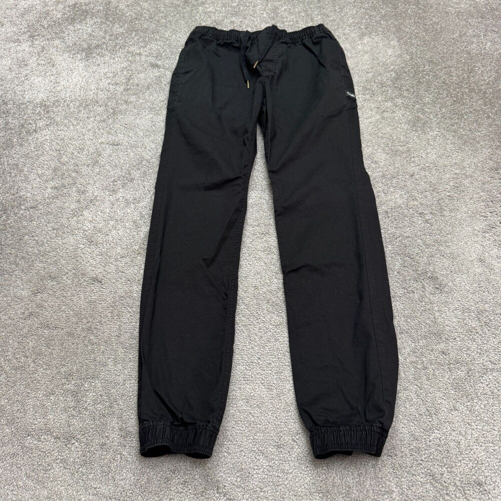 Barney Cools Jogger Pants Mens 30 Black Elastic Waist Tapered Leg Cotton 29x29